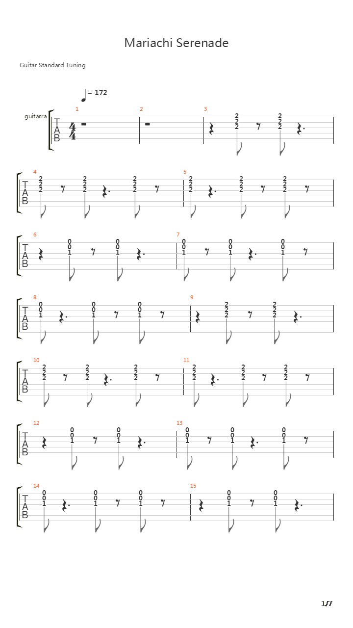 Mariachi Serenade吉他谱