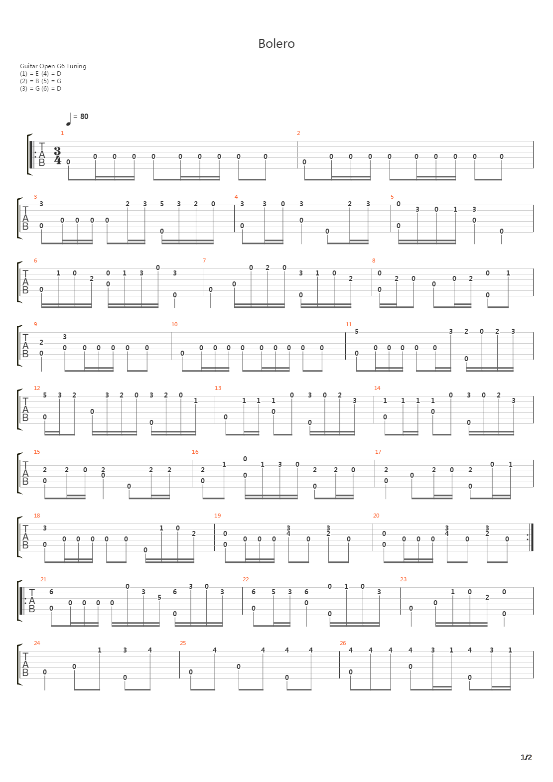 Bolero吉他谱