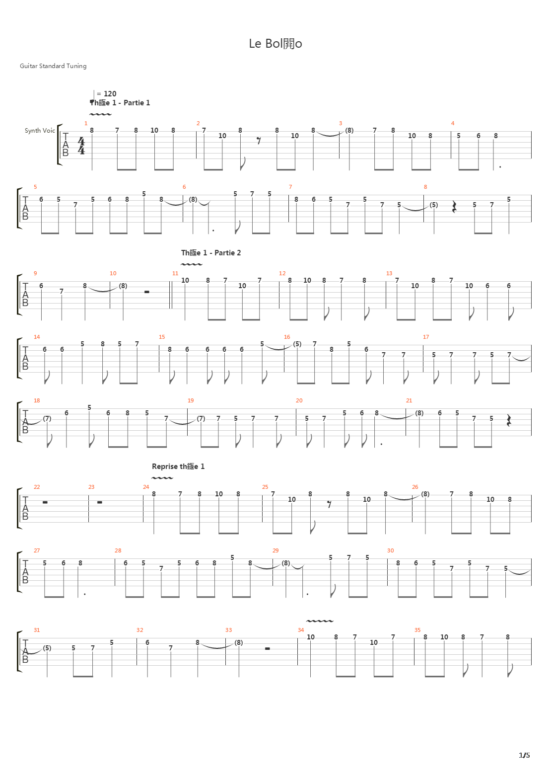 Le Bolero吉他谱