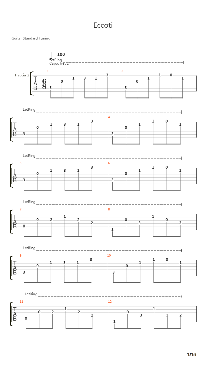 Eccoti吉他谱