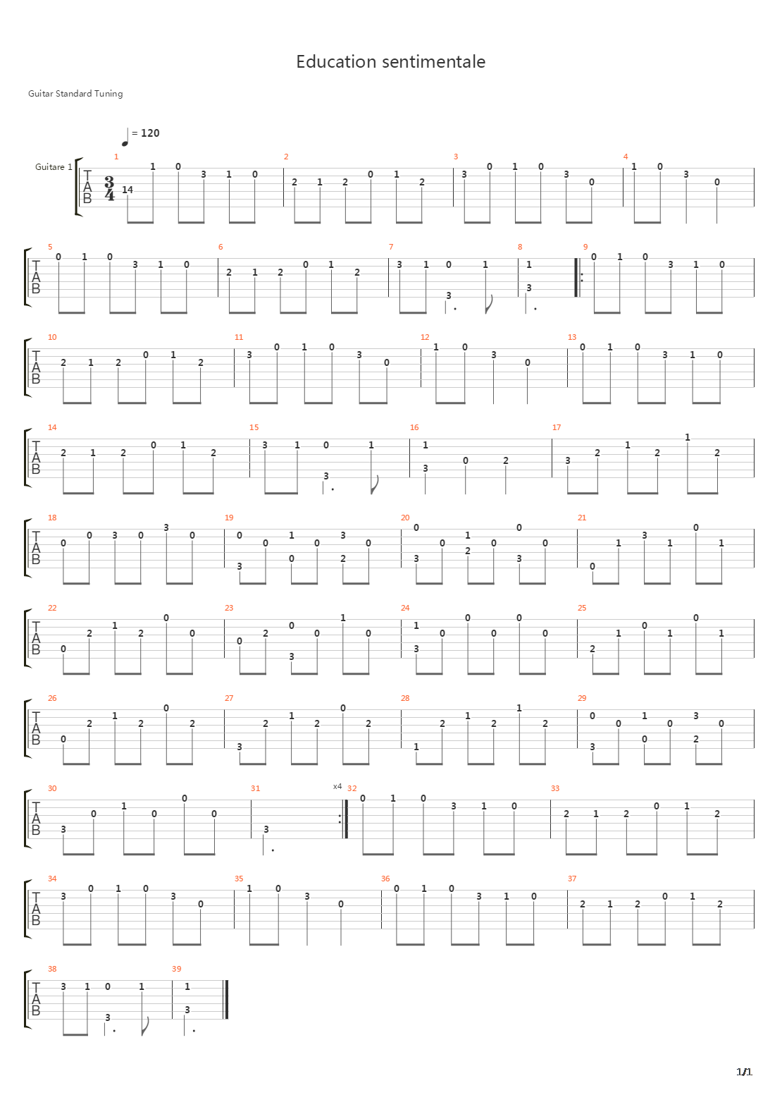Education Sentimentale吉他谱