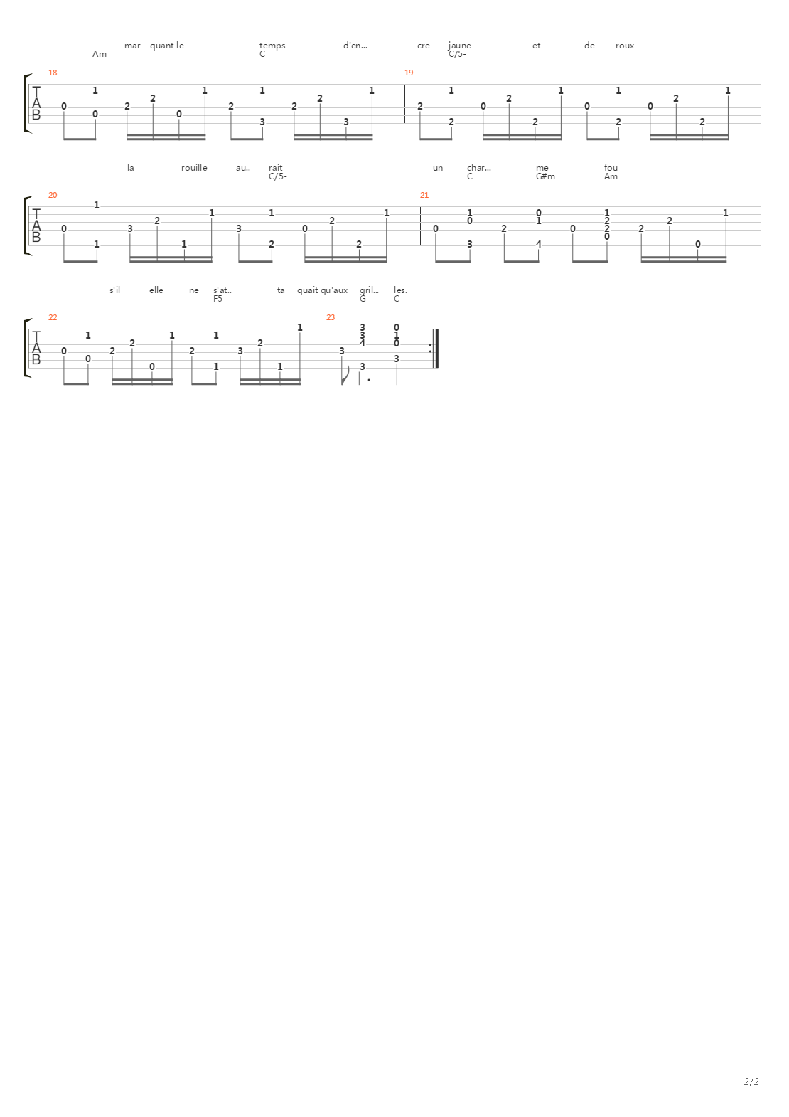 La Rouille吉他谱