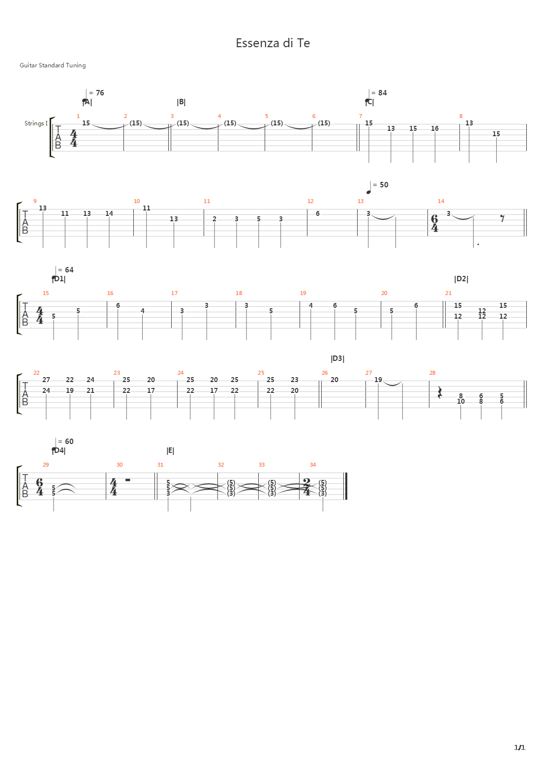 Essenza Di Te吉他谱