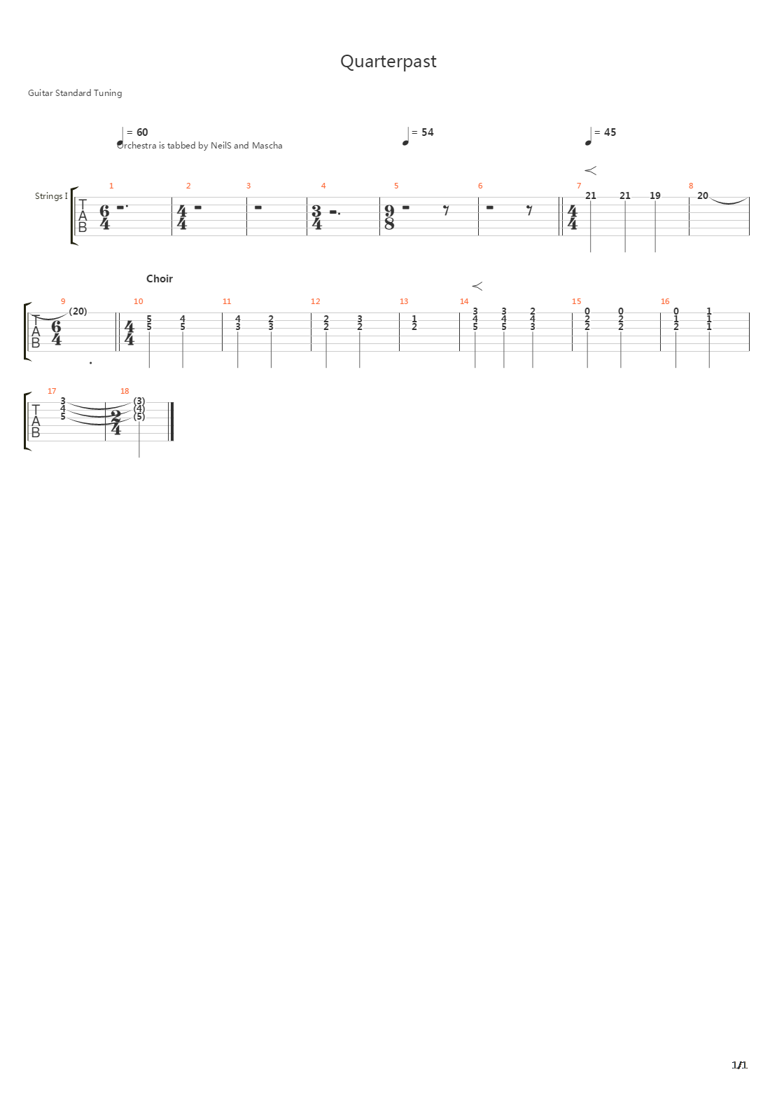 Quarterpast吉他谱