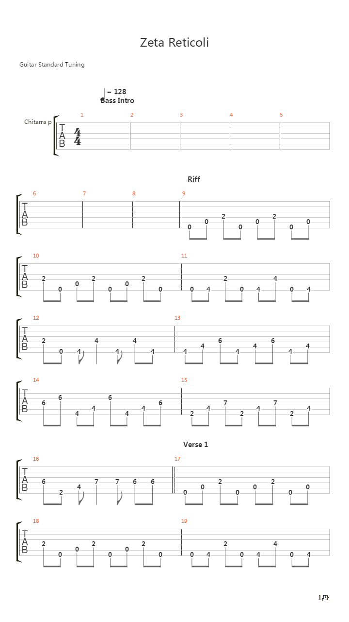 Zeta Reticoli吉他谱