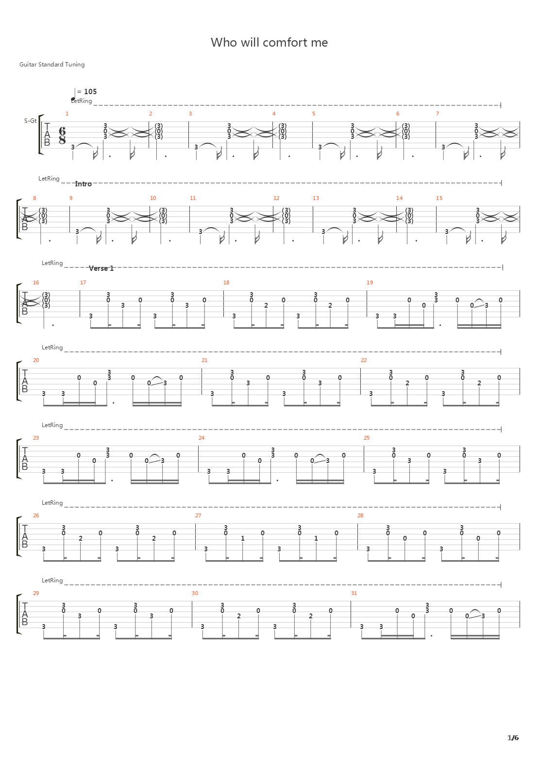 Who Will Comfort Me吉他谱