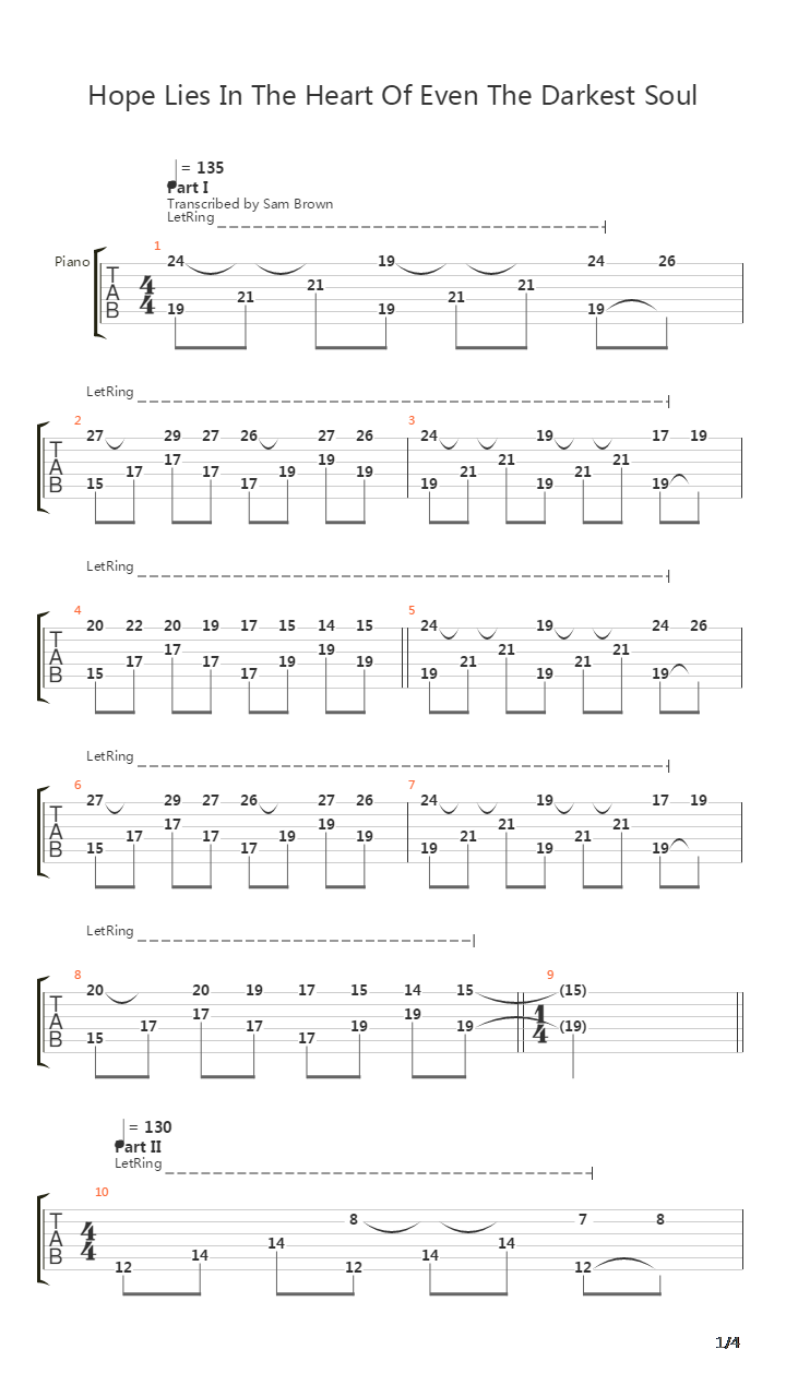 Hope Lies In The Heart Of Even The Darkest Soul吉他谱