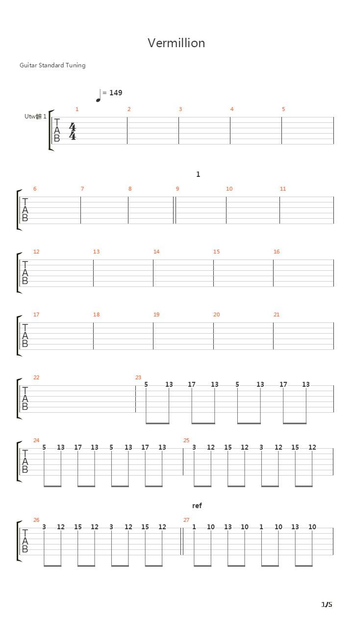 Vermillion吉他谱