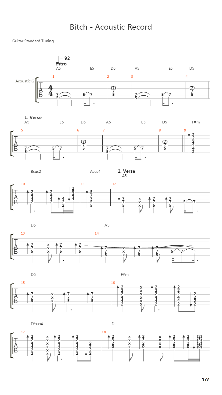 Bitch Acoustic吉他谱