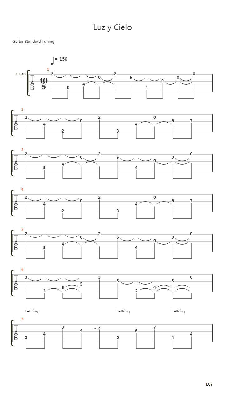 Luz Y Cielo - 6 String吉他谱
