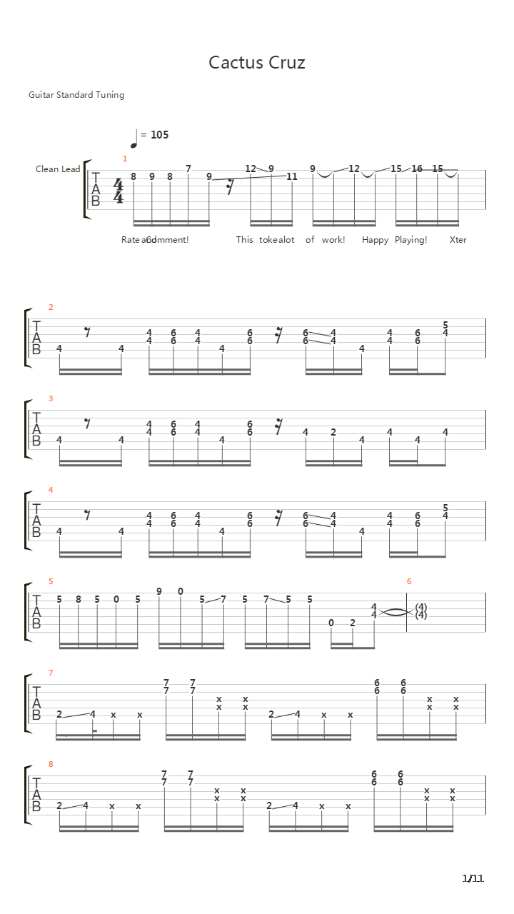 Cactus Cruz吉他谱