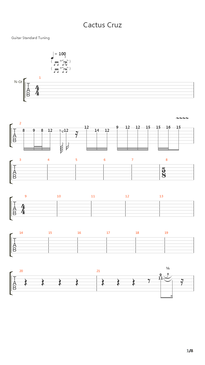 Cactus Cruz吉他谱