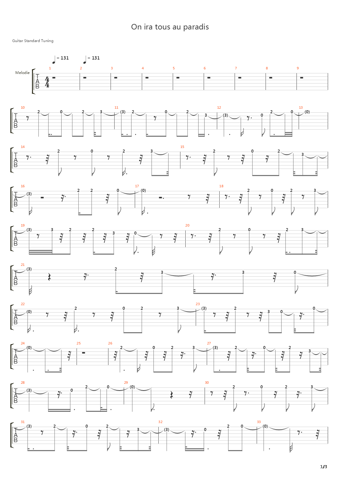 On Ira Tous Au Paradis吉他谱