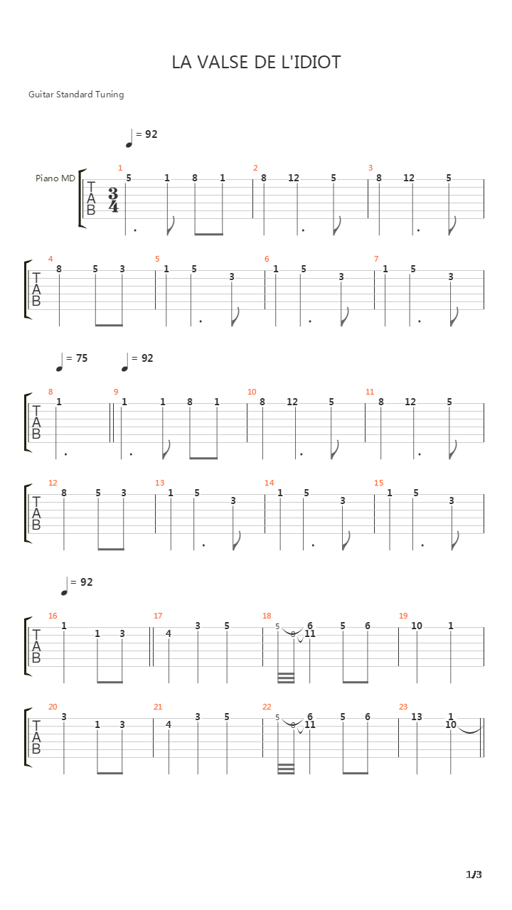 La Valse De Lidiot吉他谱
