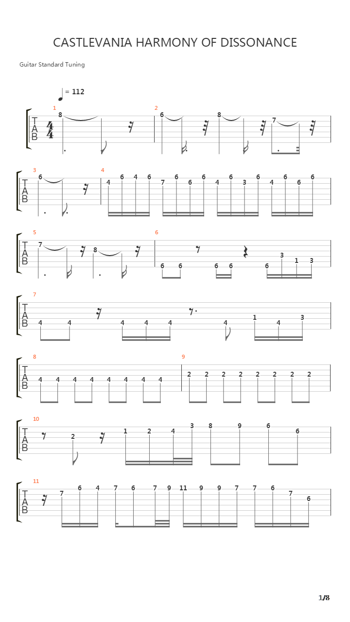 Castlevania Harmony Of Dissonance吉他谱