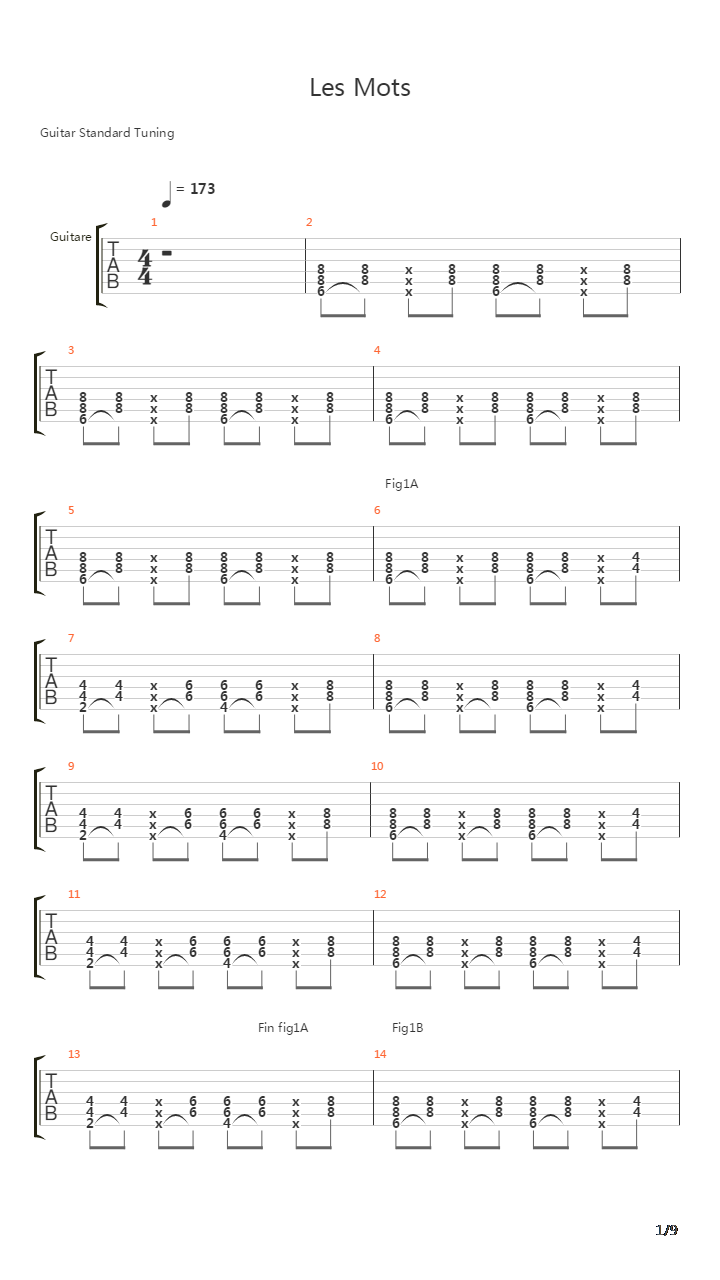 Les Mots吉他谱