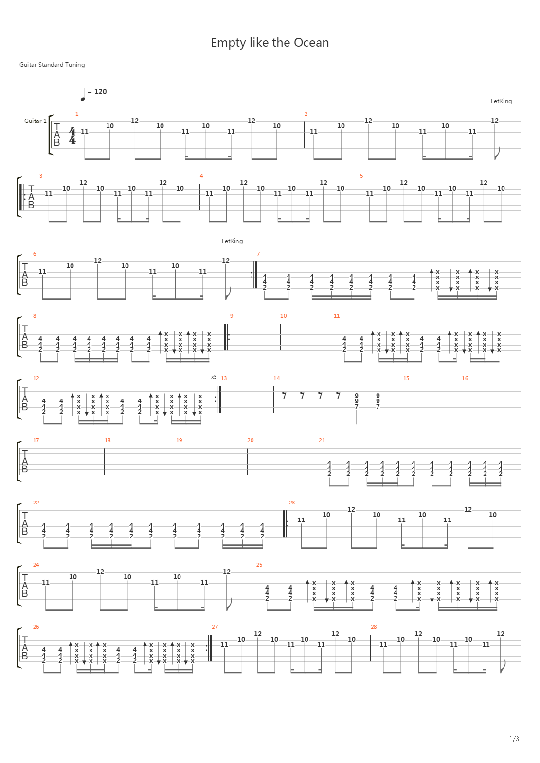 Empty Like The Ocean吉他谱