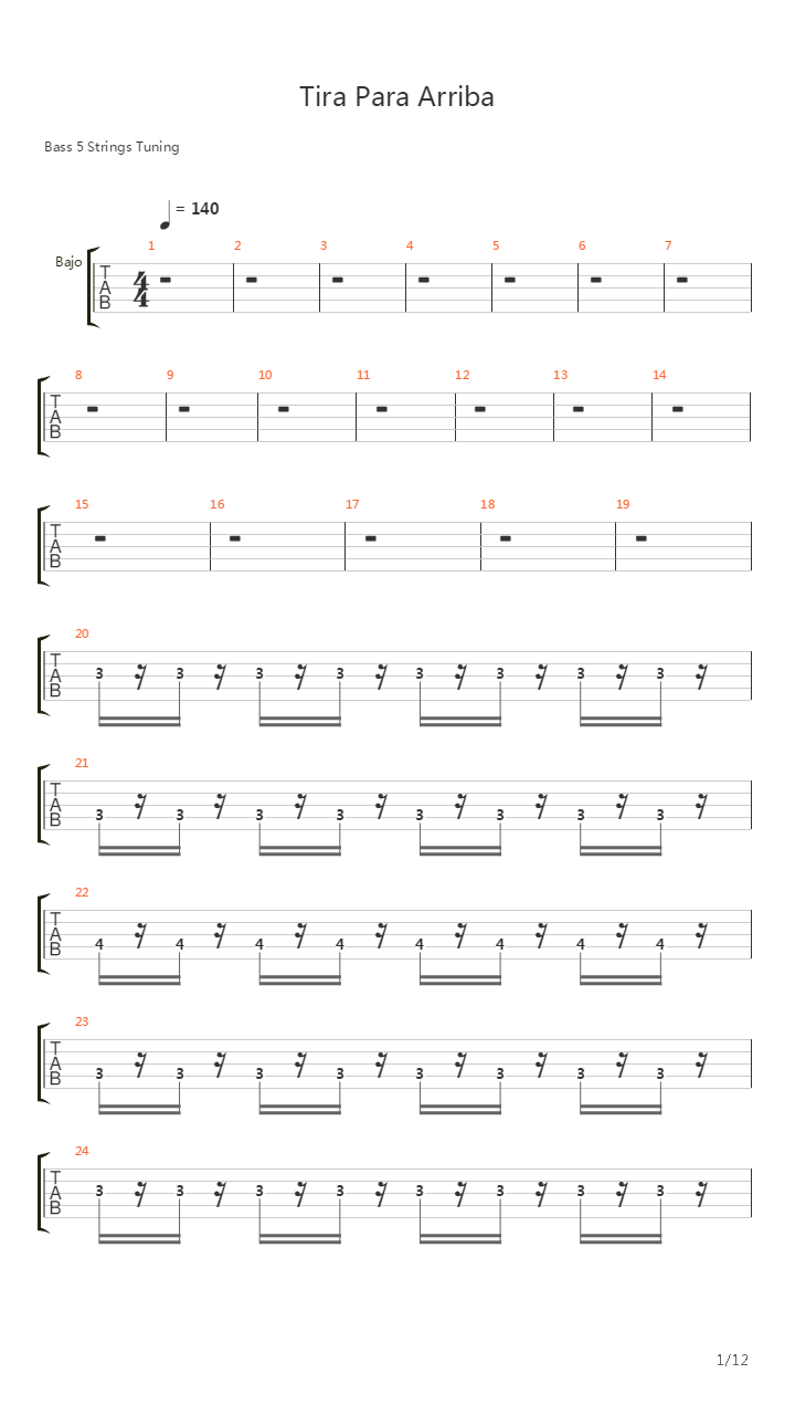 Tira Para Arriba吉他谱
