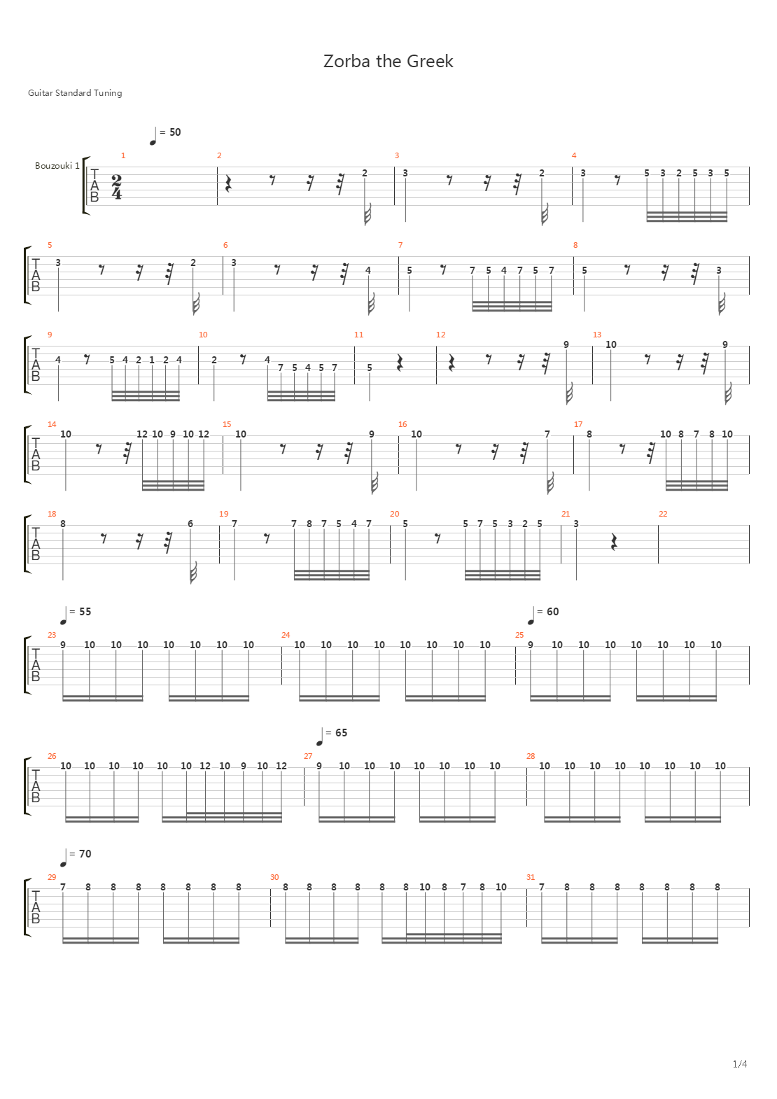Zorba The Greek吉他谱