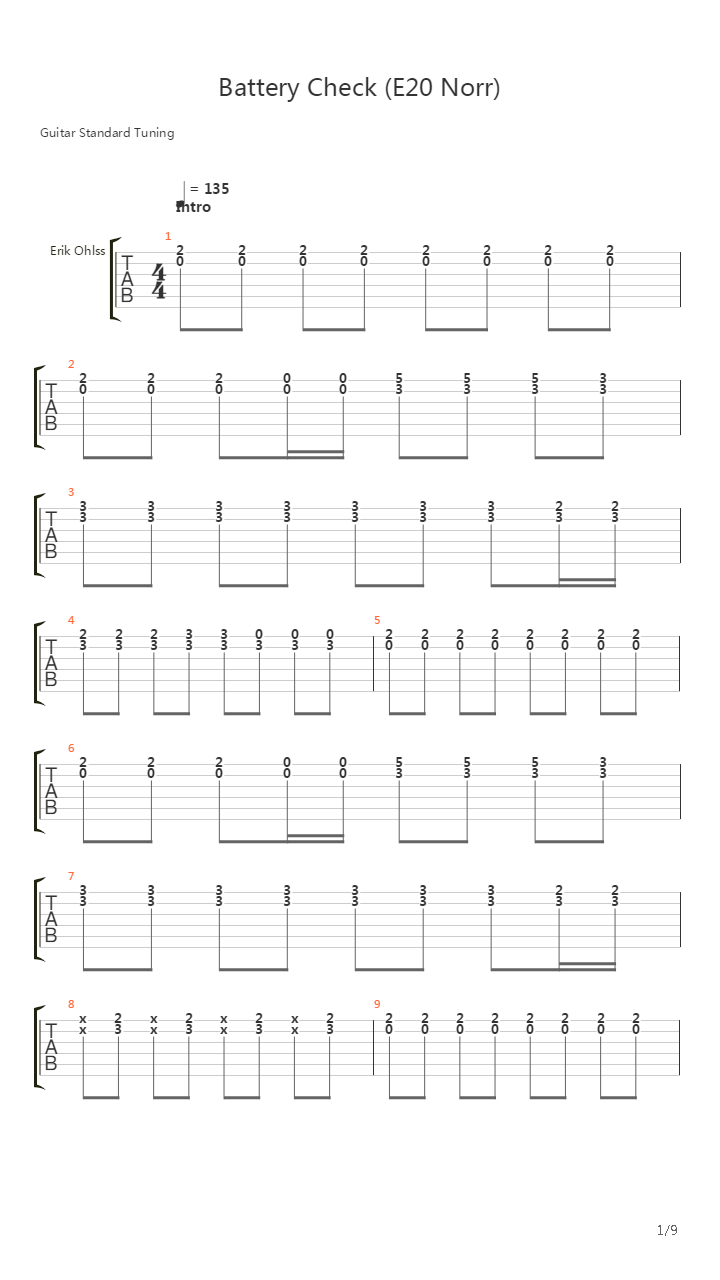 Battery Check吉他谱