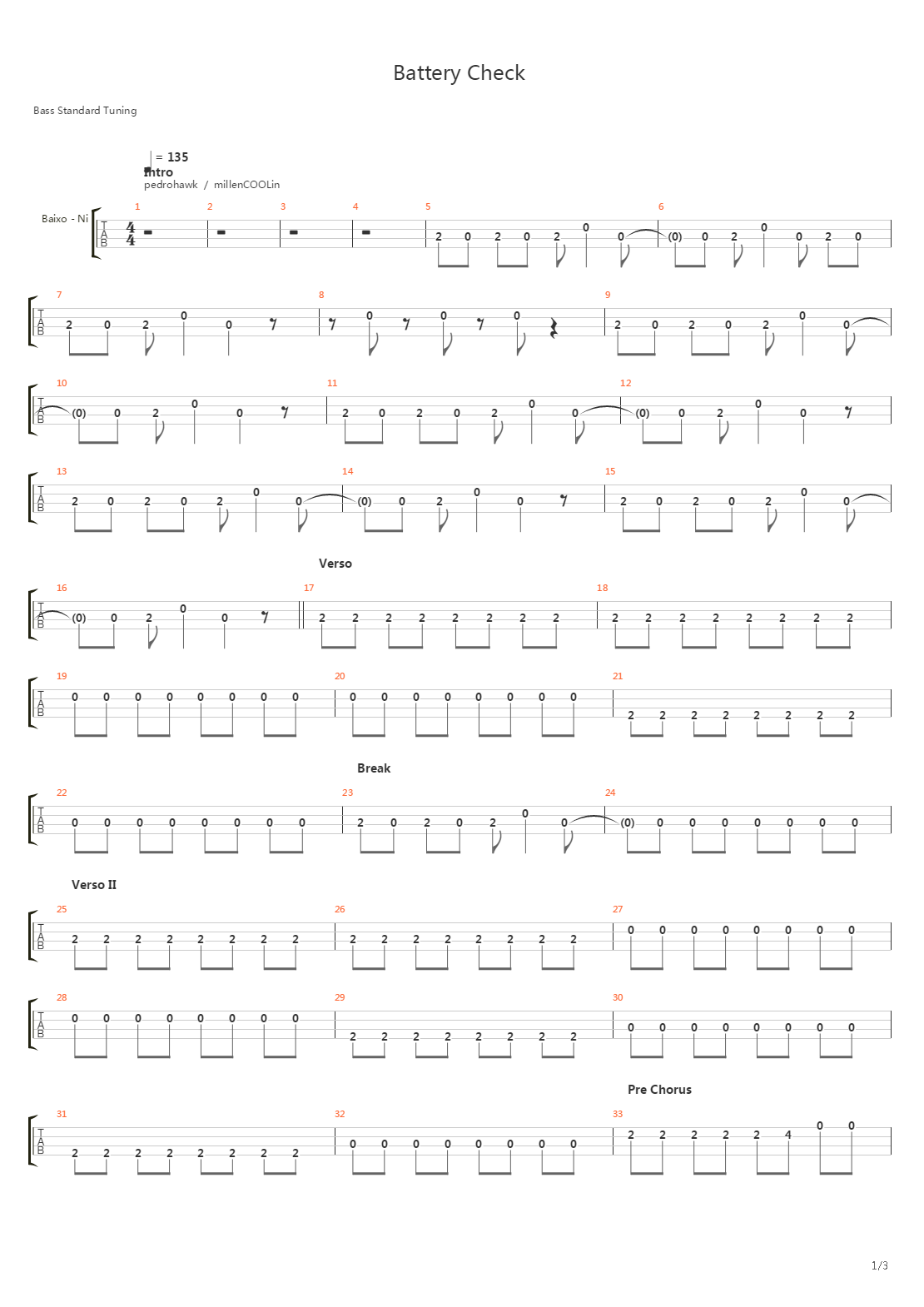 Battery Check吉他谱