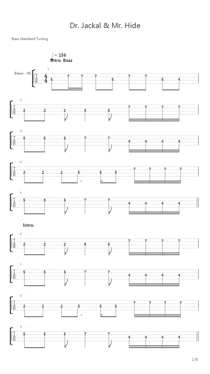 Dr Jackal And Mr Hide吉他谱