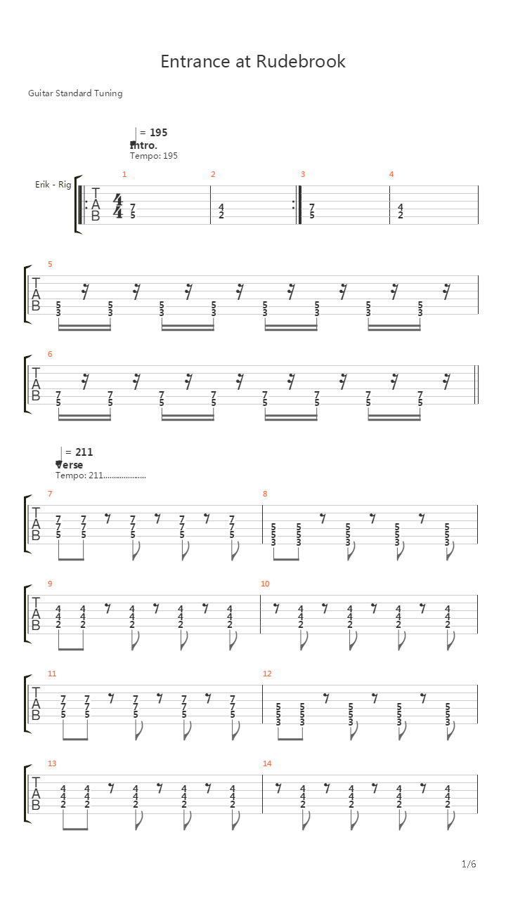Entrance At Rudebrook吉他谱
