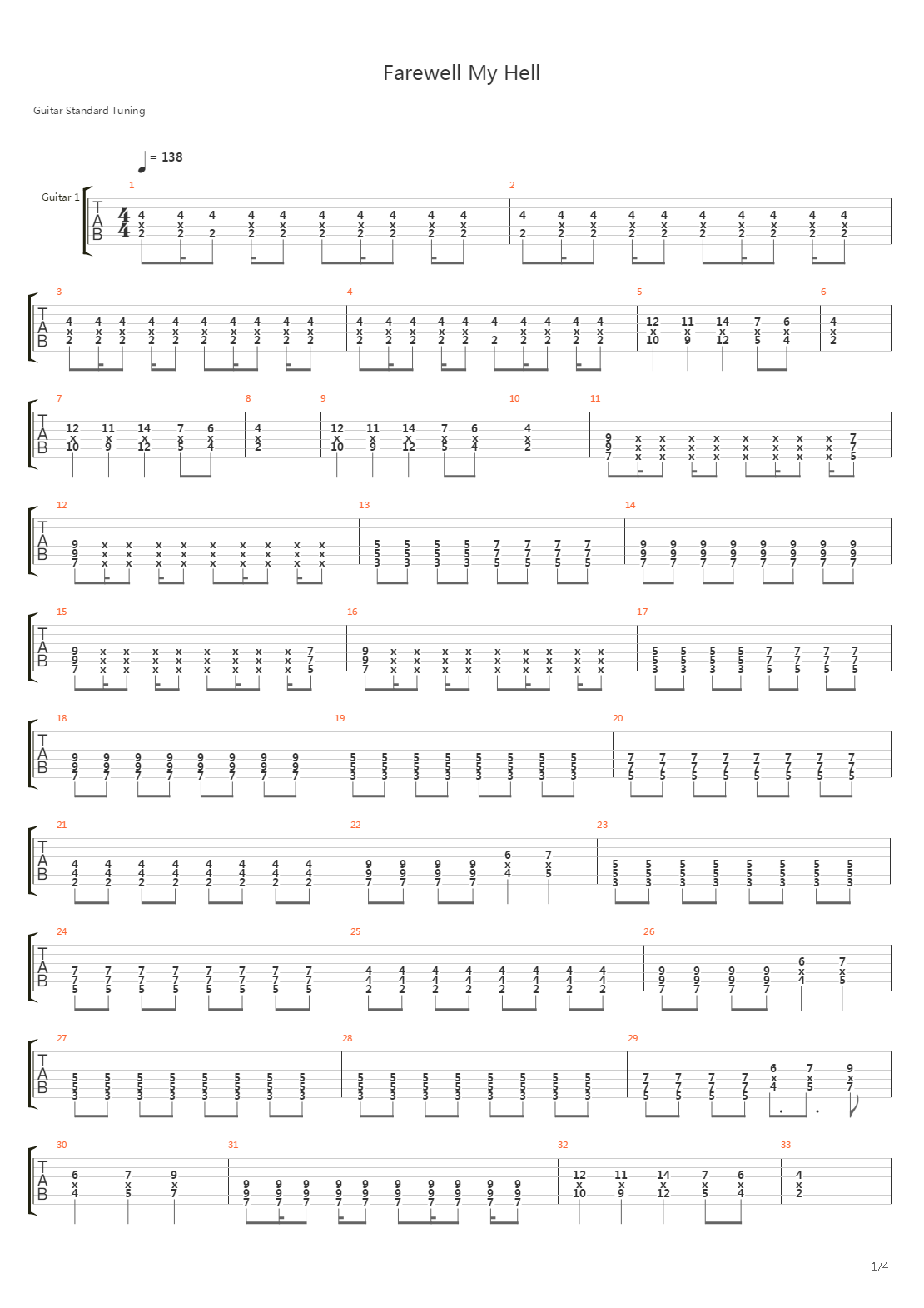 Farewell My Hell吉他谱