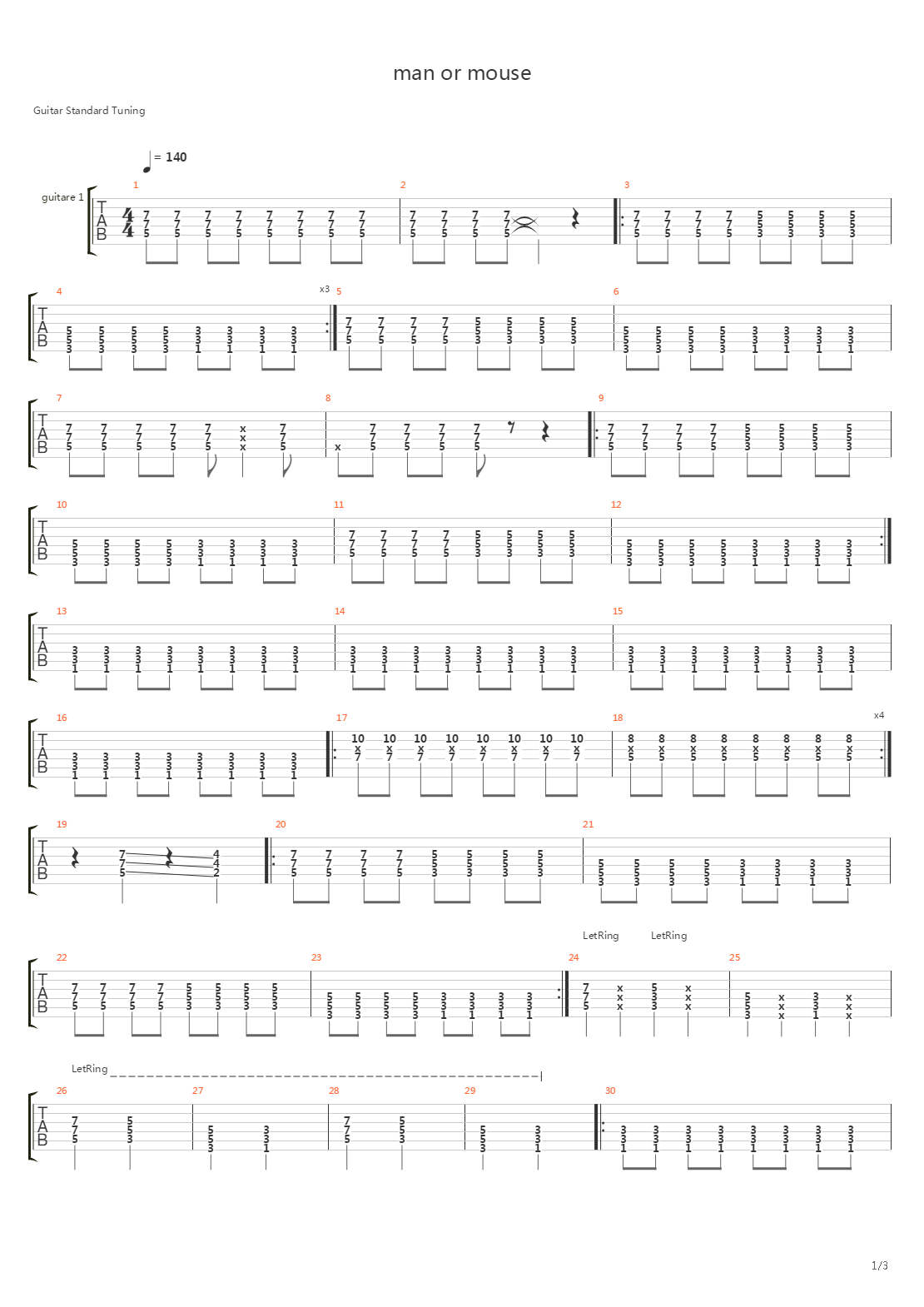 Man Or Mouse吉他谱