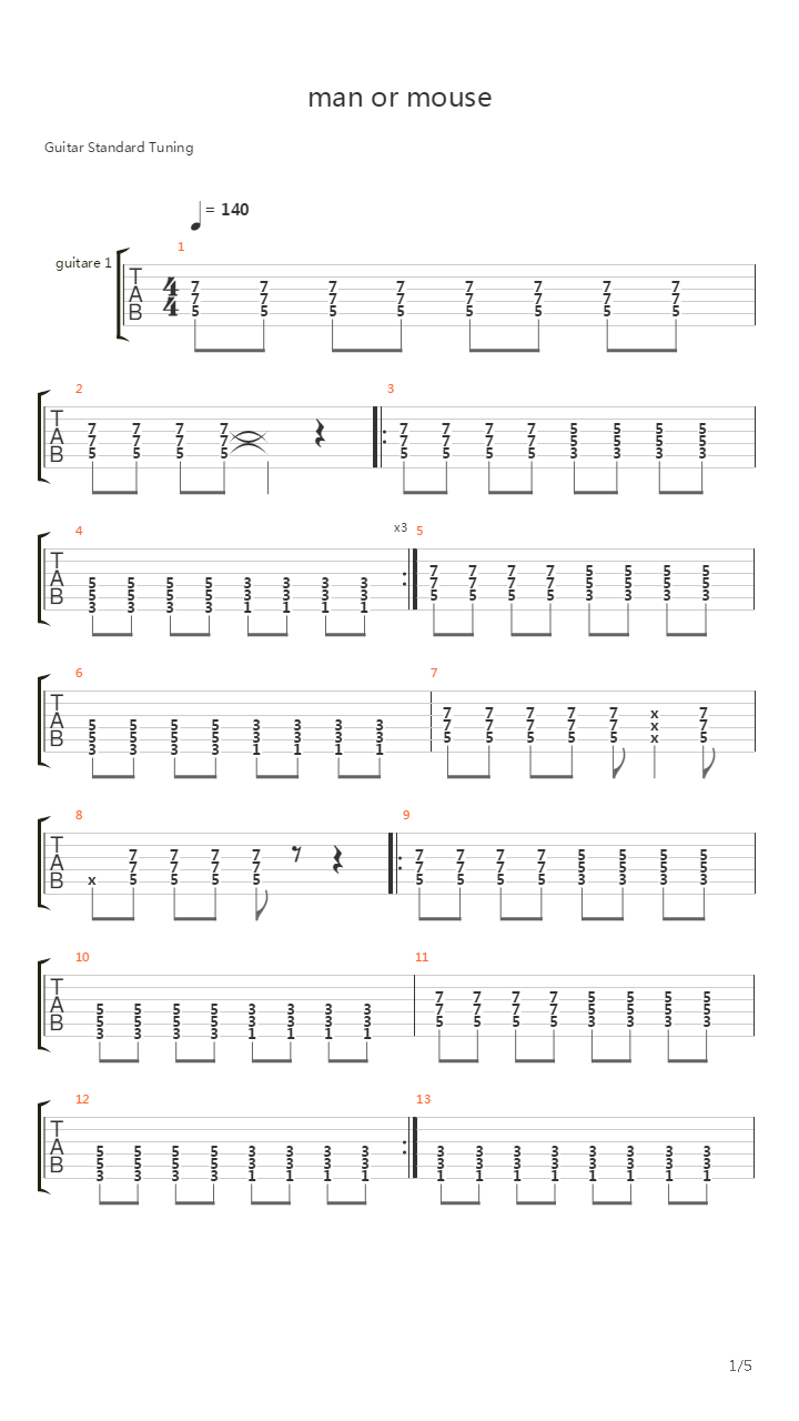 Man Or Mouse吉他谱