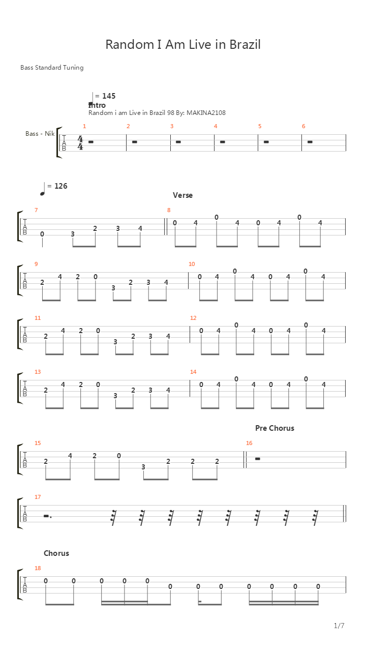 Random I Am Live吉他谱