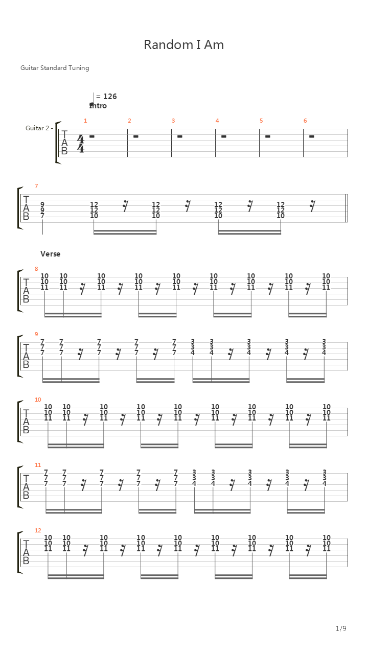 Random I Am Live吉他谱