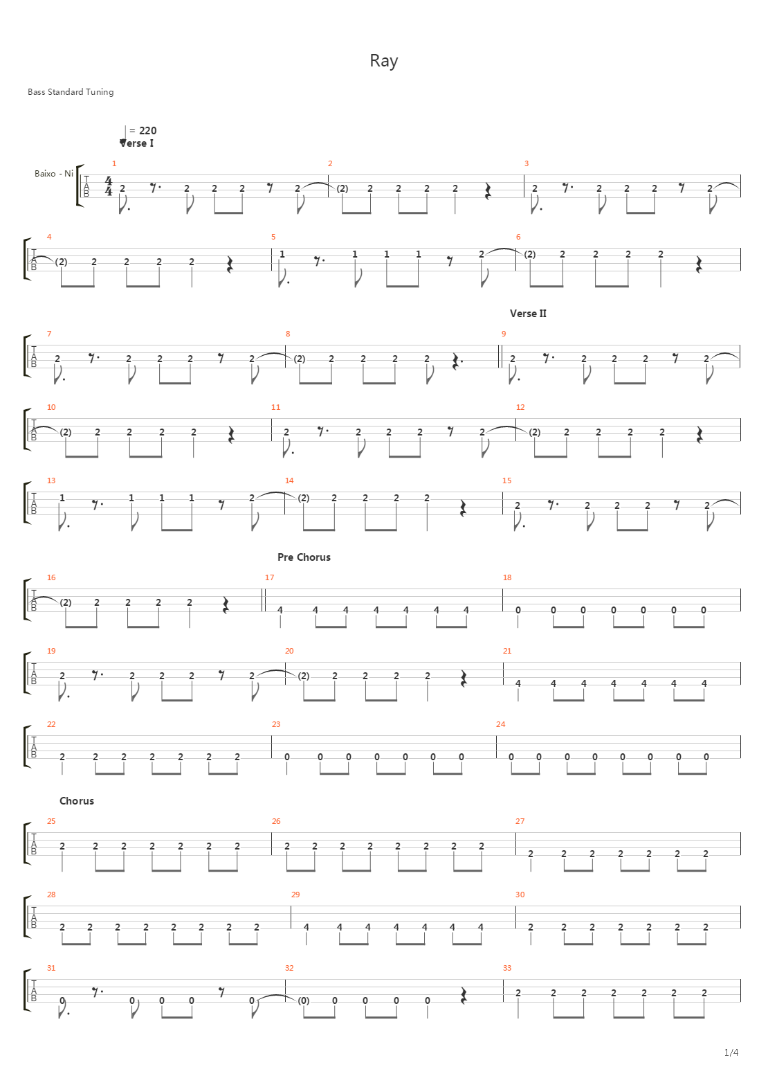 Ray吉他谱