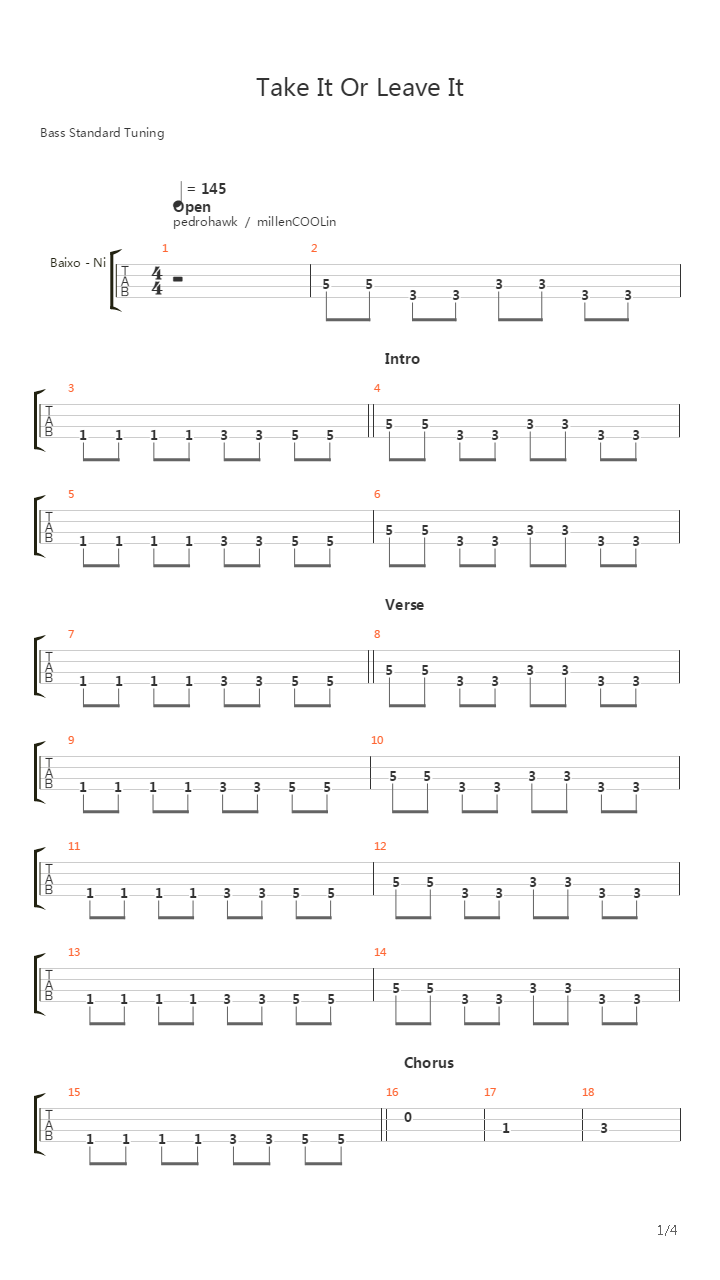 Take It Or Leave It吉他谱
