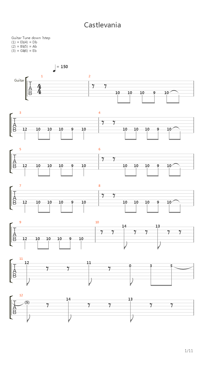Castlevania吉他谱