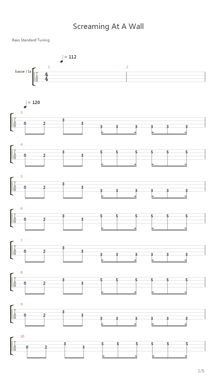 Screaming At A Wall吉他谱