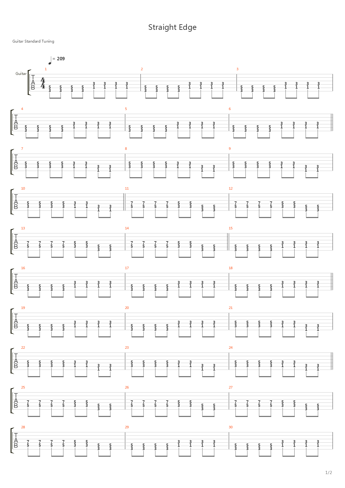 Straight Edge吉他谱