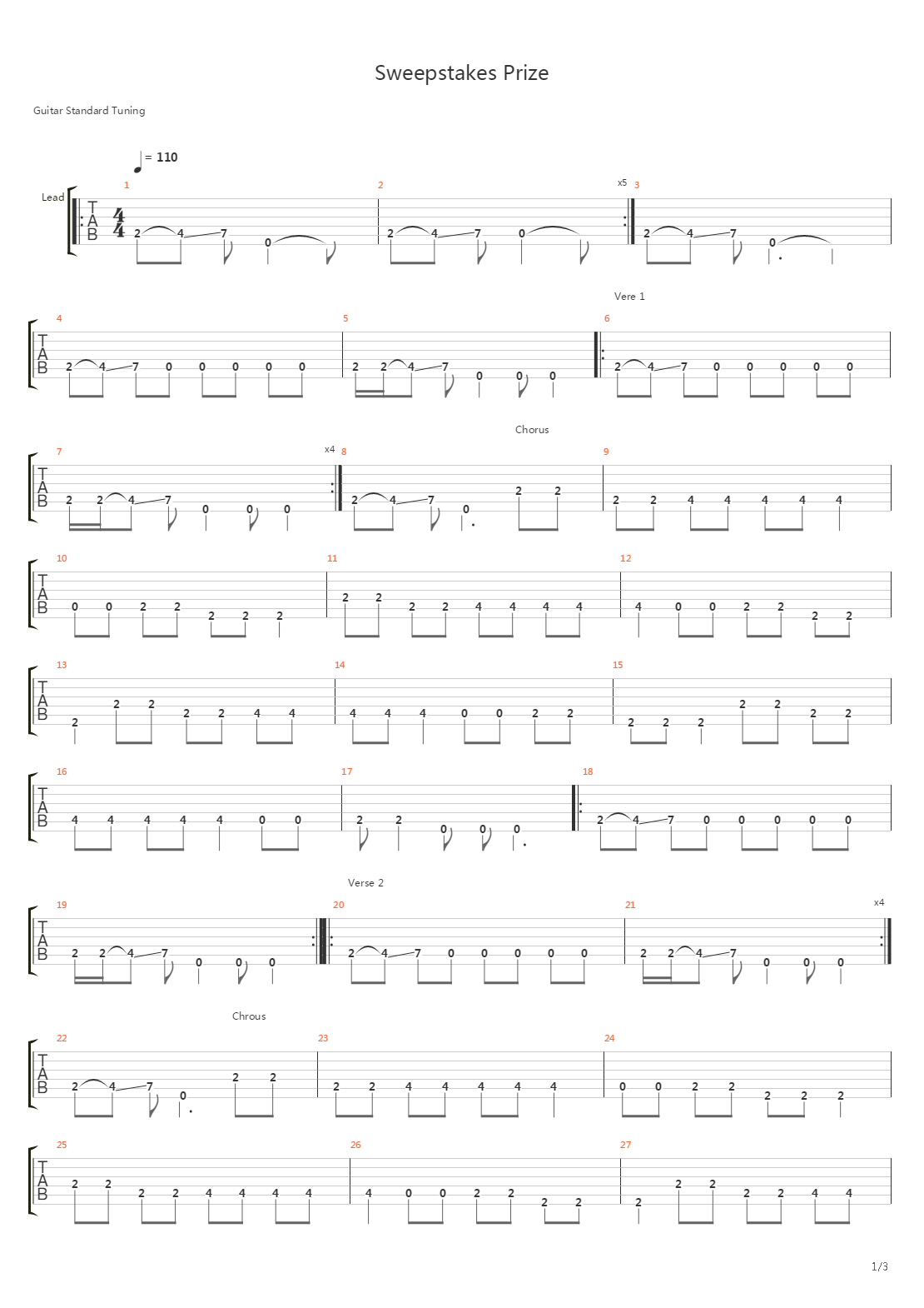 Sweepstakes Prize吉他谱