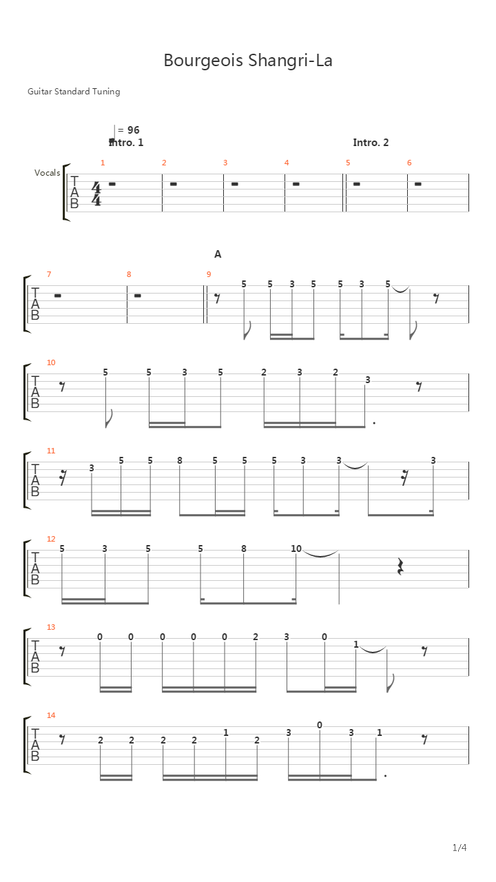 Bourgeois Shangri-la吉他谱