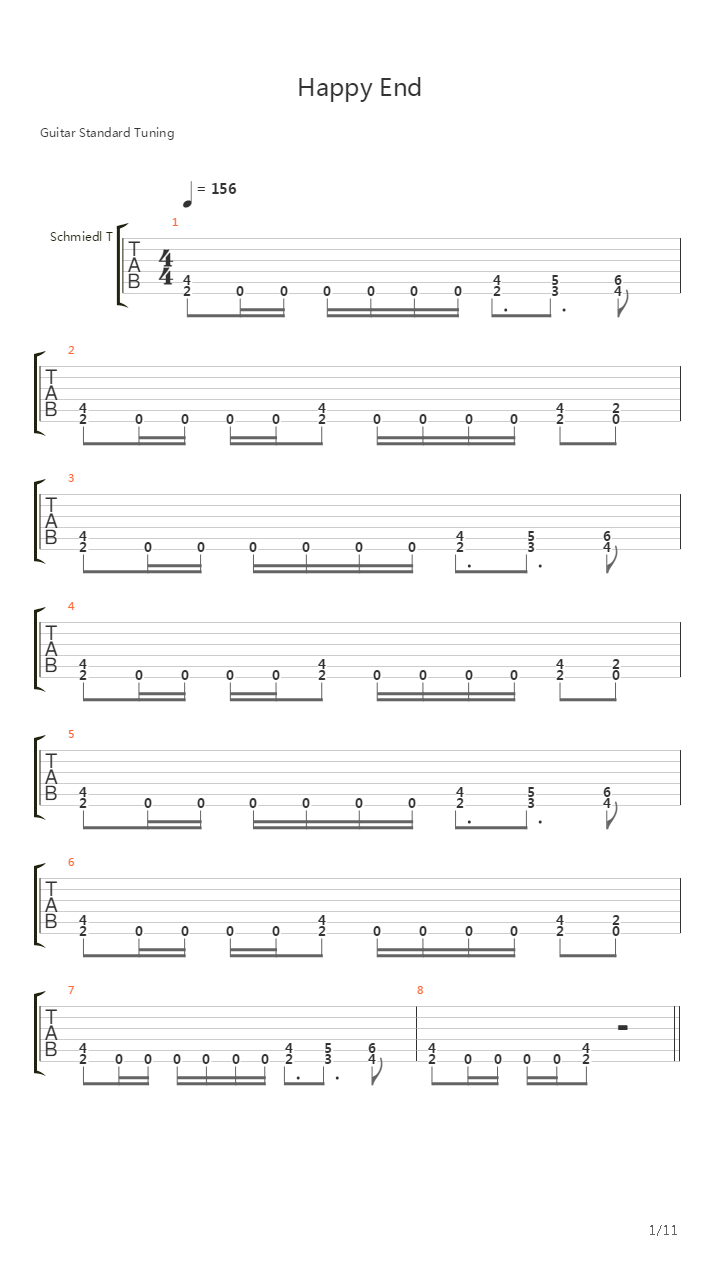 Happy End吉他谱