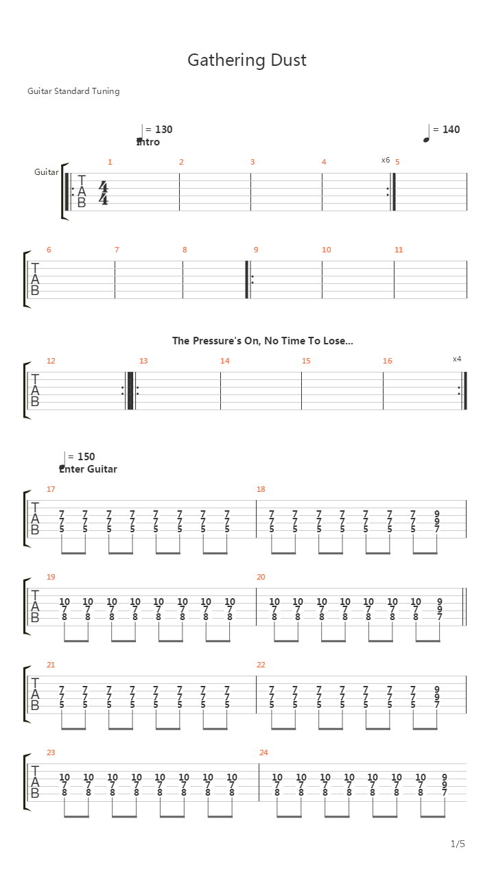 Gathering Dust吉他谱