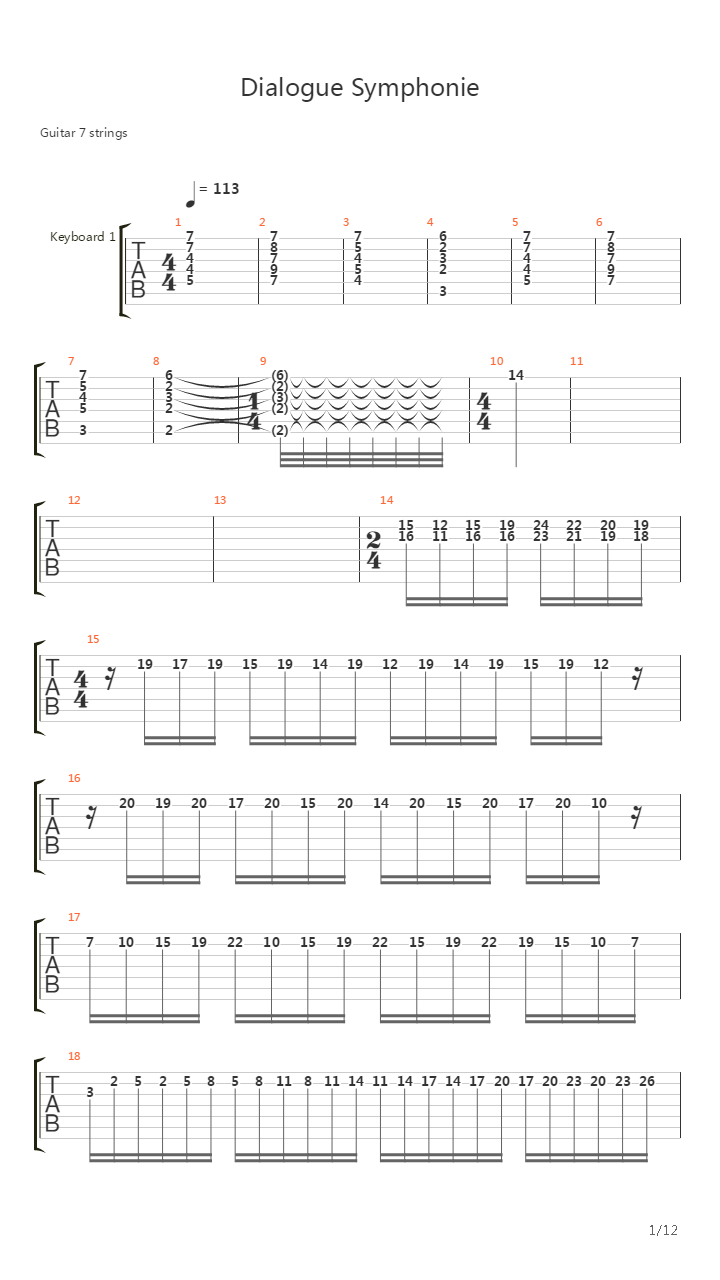 Dialogue Symphonie吉他谱