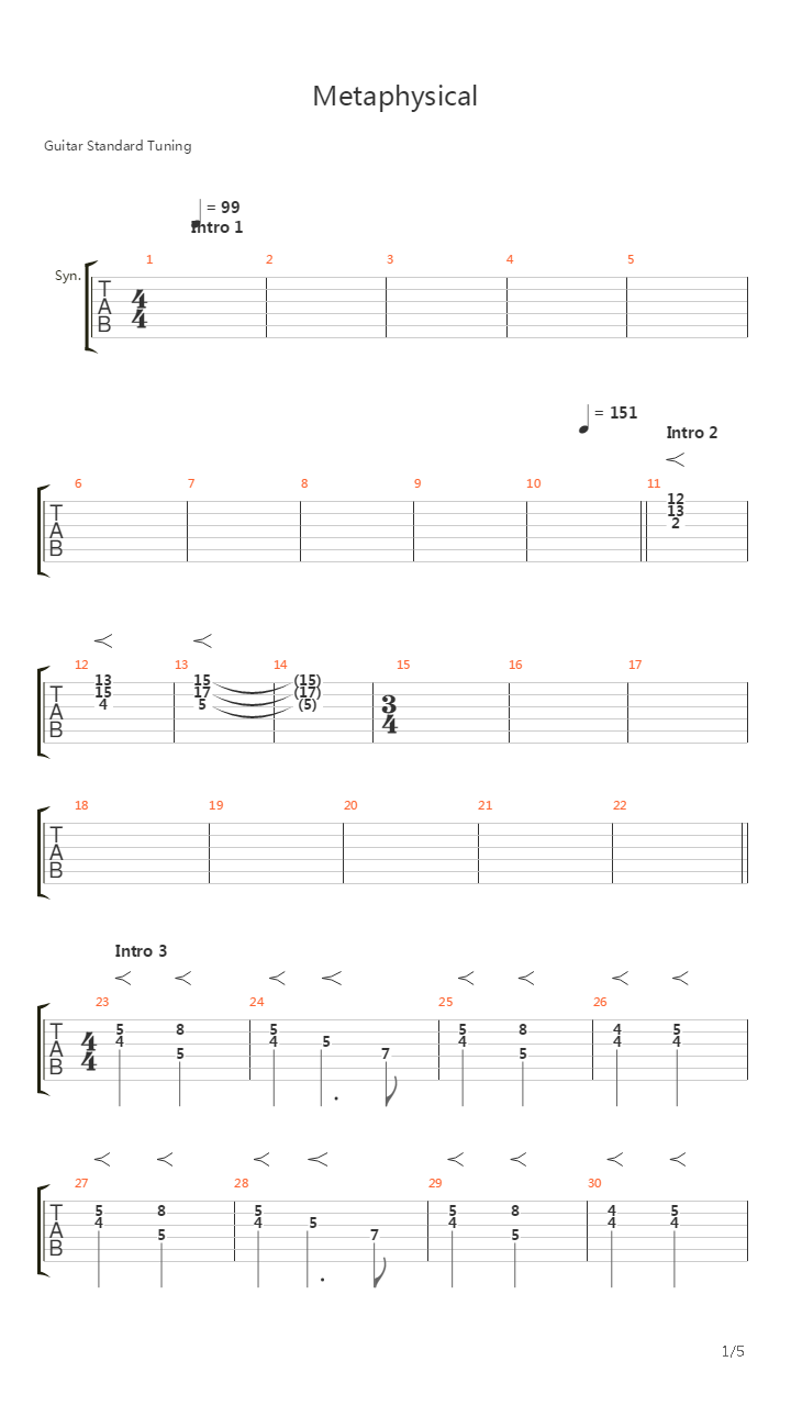 Metaphysical吉他谱