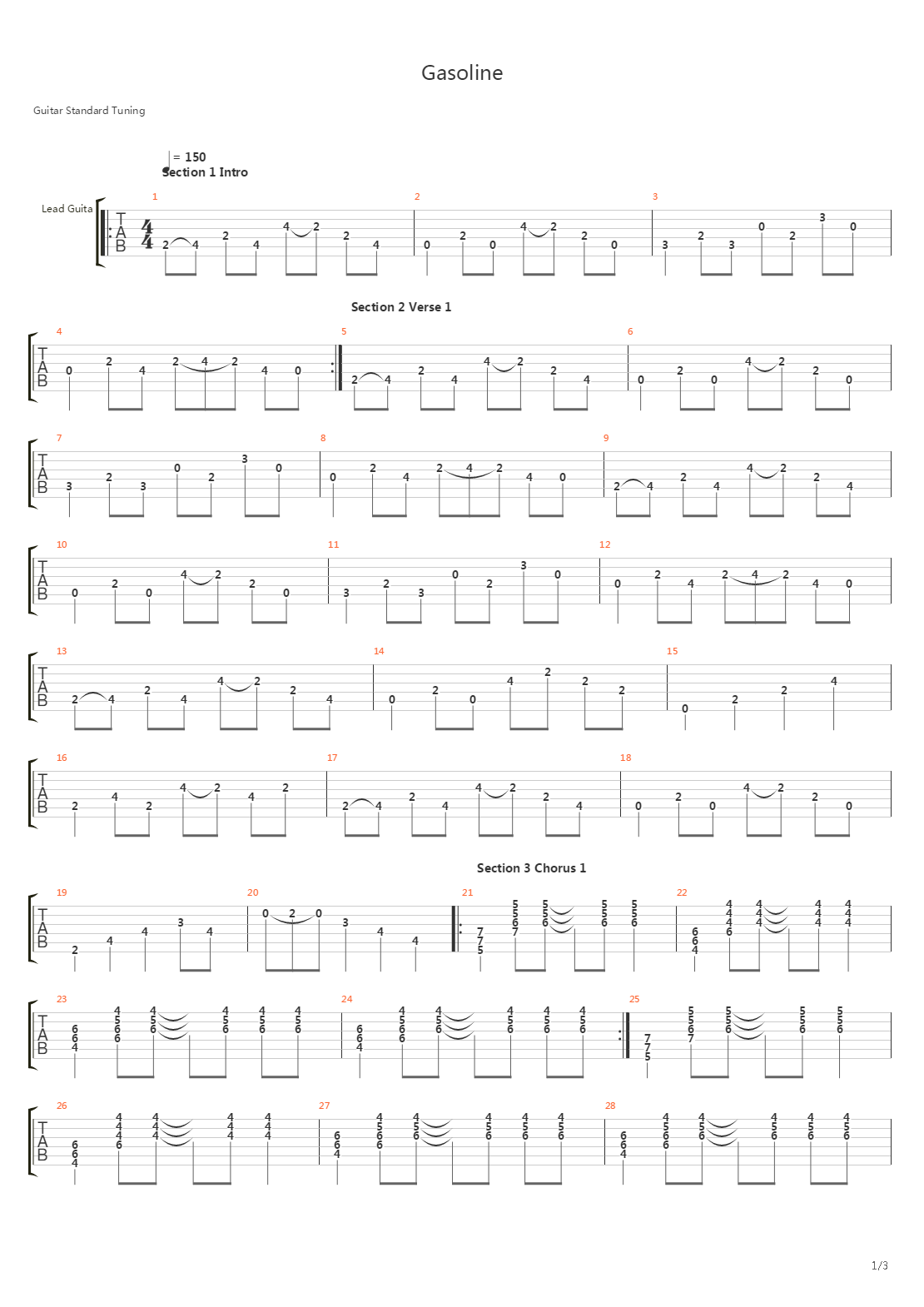 Gasoline吉他谱