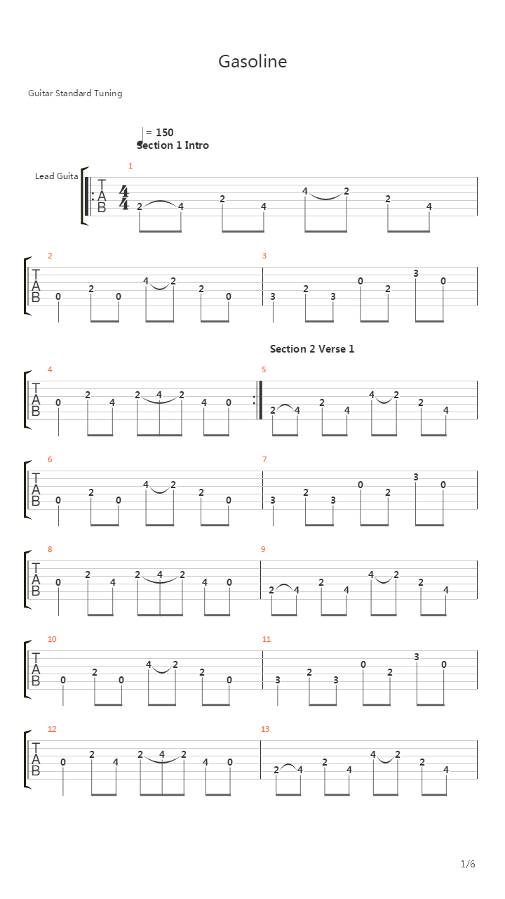 Gasoline吉他谱
