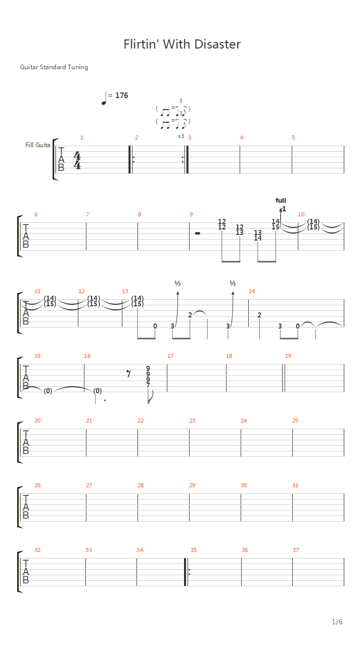 Flirting With Disaster吉他谱