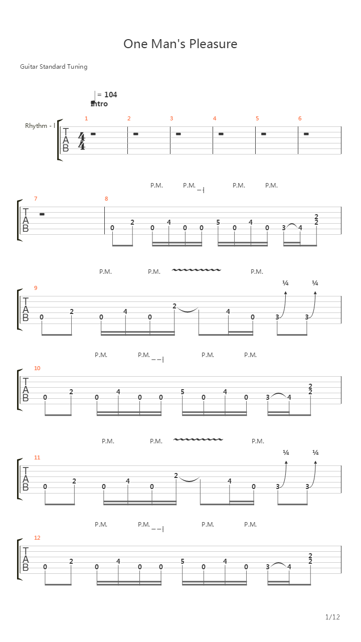 One Mans Pleasure吉他谱
