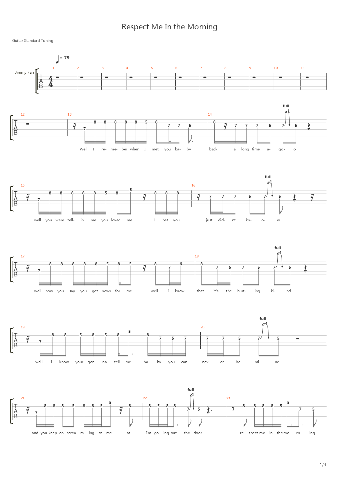 Respect Me In The Morning吉他谱