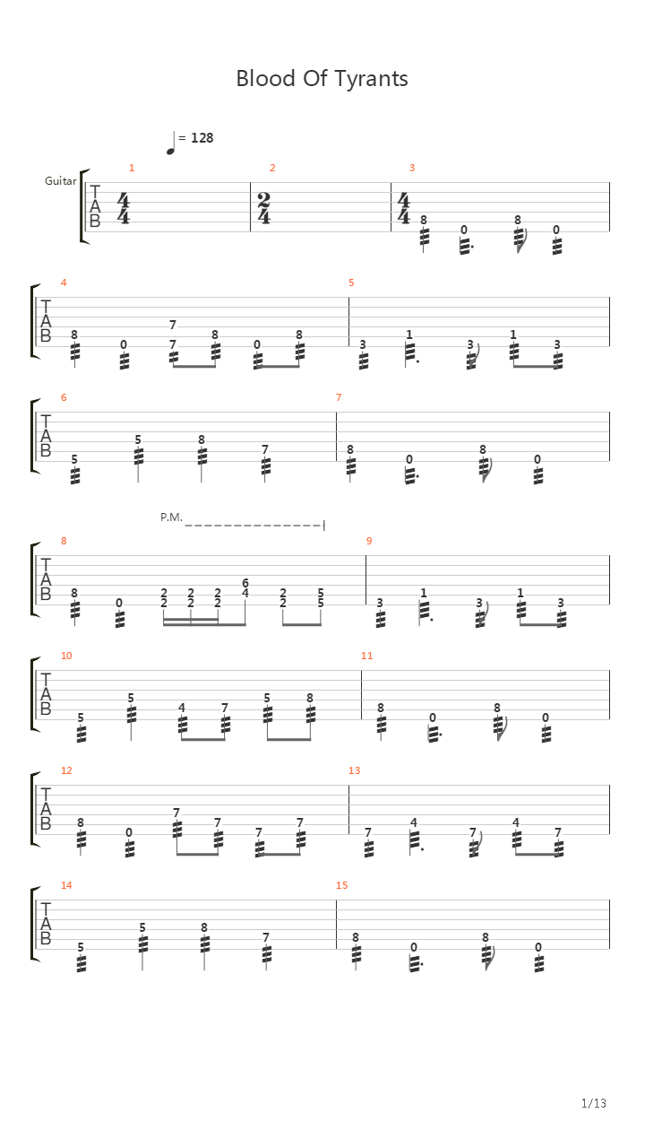 The Blood Of Tyrants吉他谱