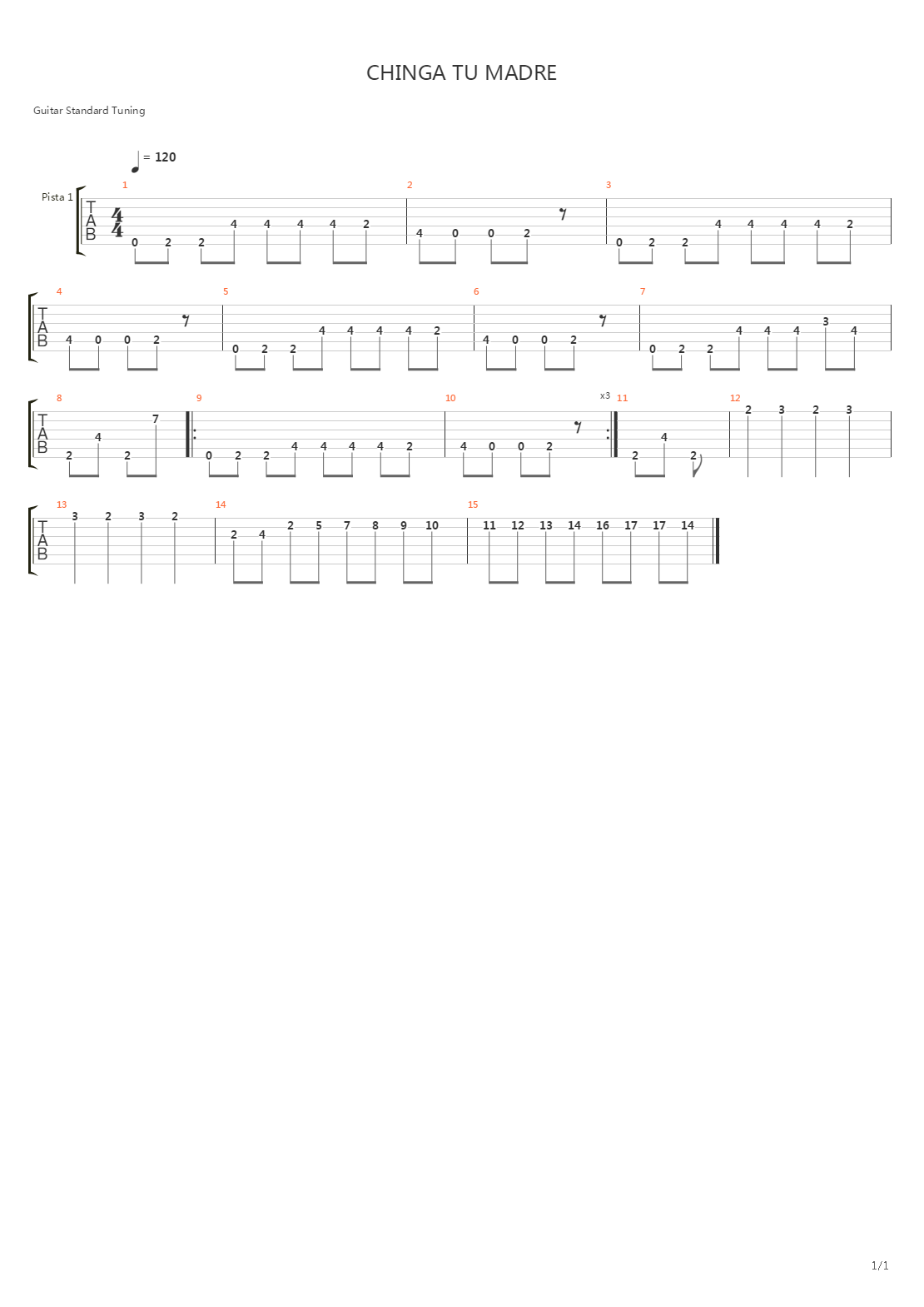 Chinga Tu Madre吉他谱